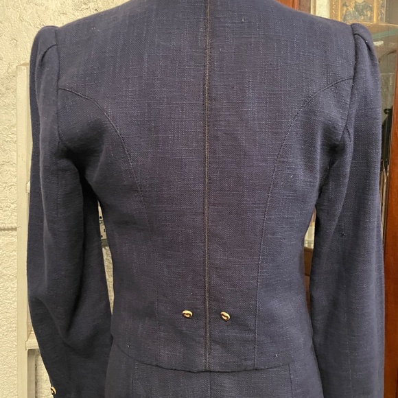 Blue Jacket and Skirt with Elk Bone Buttons by Your Sixth Sense - Picture 5 of 10